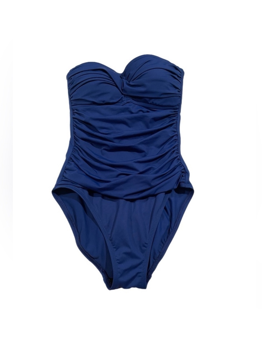 La Blanca Navy Blue Strapless Bandeau One Piece Swimsuit
